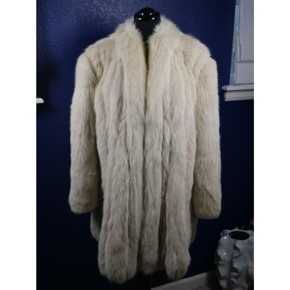 Stunning Blush Fox Fur Swing Stroller Coat Jacket XL Plus - Picture 1 of 5